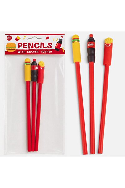 OEM Fancy Pencils with Fast Food Eraser - 3pcs