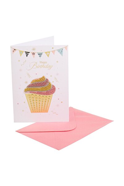 OEM Birthday Card with 3D Cupcake Gold Foil "Happy Birthday" 13x19cm & Envelope
