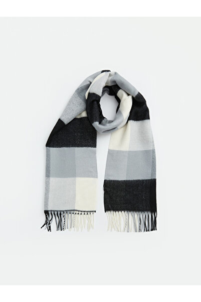 LC Waikiki Vizyon New Season Gray Plaid Patterned Women's Scarf