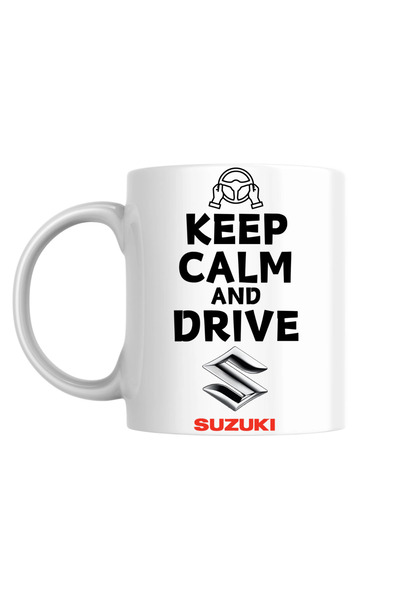 INOVATIX Sticlă personalizată - Keep Calm and Drive Suzuki!, albă, 330 ml