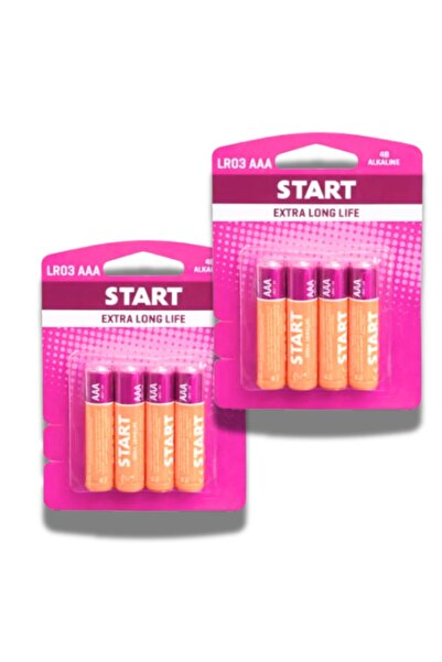 start Set de 8 baterii AAA R3 1.5V cu durată de viață extinsă (2 x 4 bucăți) ...