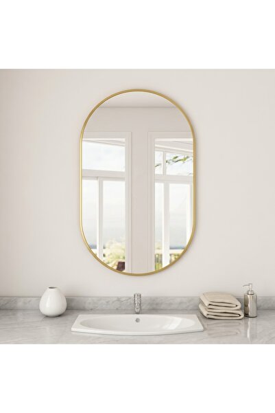 CG HOME Dekoratif Ayna, Elips Çerçeveli Ayna, Konsol Aynası, Duvar Aynası, El...