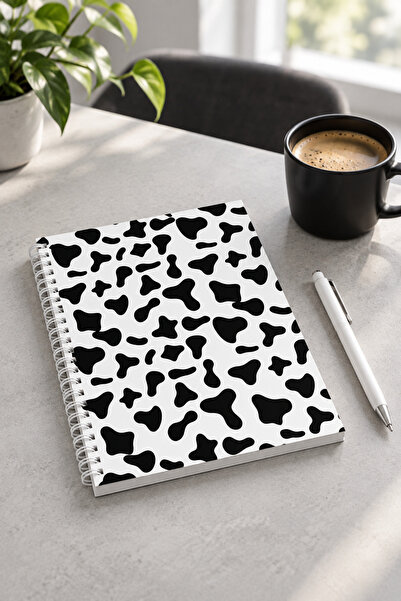 Paytak Moda Cow Pattern A5 Spiral Colorful Notebook 45 Sheets 90 Pages 300 Gr...