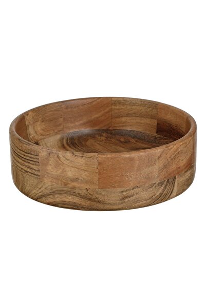 OEM Round Wooden Bowl in Dark Natural Color Ø21.5x7.5cm - 1.5L