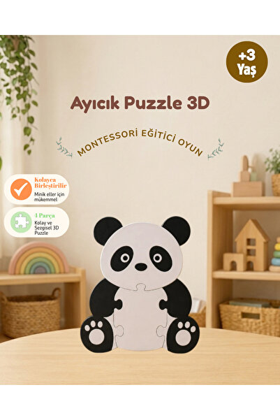 Pixmolab Panda 3D Yapboz Oyuncak - Montessori Eğitici Hayvan Puzzle