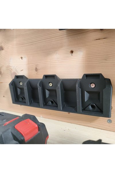 OEM Suport de perete pentru 3 baterii Parkside X20V Team, cu prindere prin șuruburi, Negru