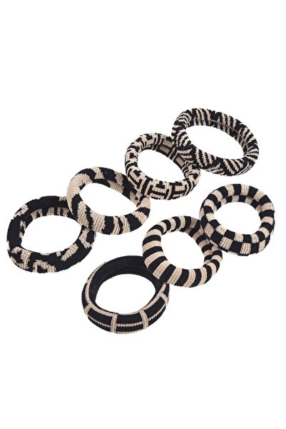 OEM Elastice Par Frotte Late Ecru Negre Forme Geometrice pentru Femei - 7buc