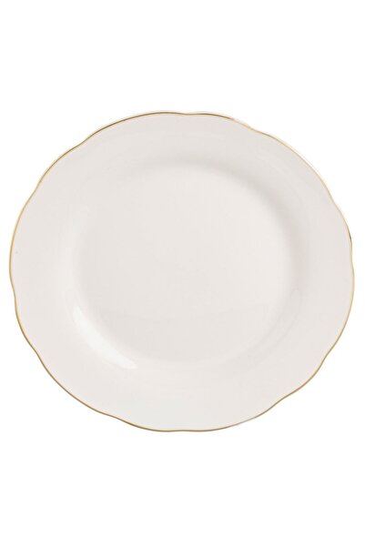 OEM Farfurie din Portelan Off White "Wavy Gold Metallic" Ø26,5cm