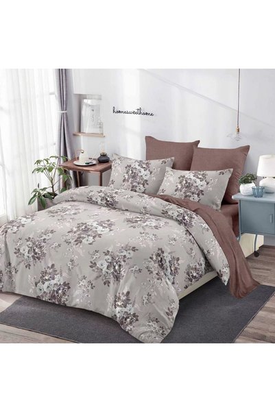 Generic Brand Finet Duvet Cover Set 6 Pieces, Elegant Floral Pattern Beige an...