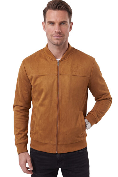 DeepSEA Erkek Slim Fit Likralı Taba Süet Ceket – Kırışmayan Ütü Gerektirmeyen Mevsimlik Mont 2504334