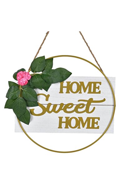 OEM Decoratiune Suspendabila din Lemn cu Cadru Metalic "Home Sweet Home" 35x34cm
