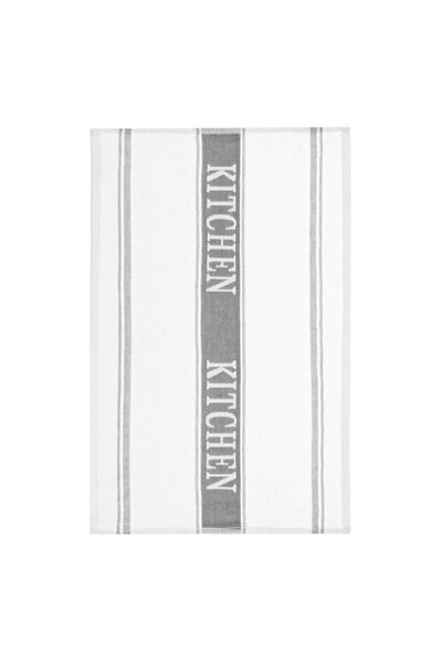 OEM White Grey Striped Cotton Towel "Kitchen" for Glasses 60x40cm