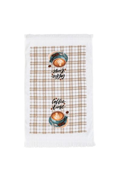 OEM Prosop de Bucatarie din Bumbac Alb "Coffee Time" 60x35cm