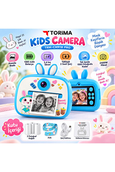 Torima Anında Baskılı Çocuk Fotoğraf Makinesi 📸🐰Pro Kids Camera