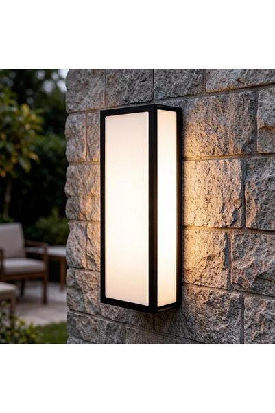 Generic Brand أبليك جداري خارجي مستطيل أسود LED 24 واط إضاءة صفراء HU9723X8/2...