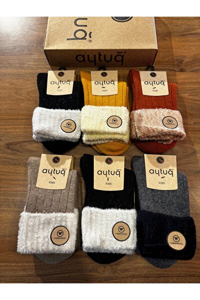 Aytuğ Women's Lambswool Seamless Lambswool Comfortable Winter Socks 6-Pack