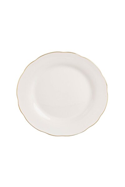 OEM Farfurie din Portelan Bej pentru Fructe Off White "Wavy Gold Metallic" Ø19cm