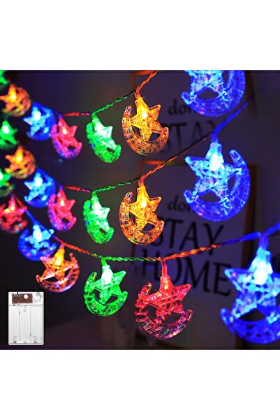 Generic زينة رمضان وعيد مبارك، سلسلة أضواء على شكل هلال ونجمة بطول 3 متر/9.8 ...