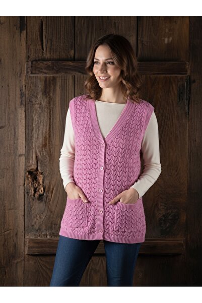 secret touch Mother's Vest Classic Patterned Knitted Wool Cotton Blend Vest w...