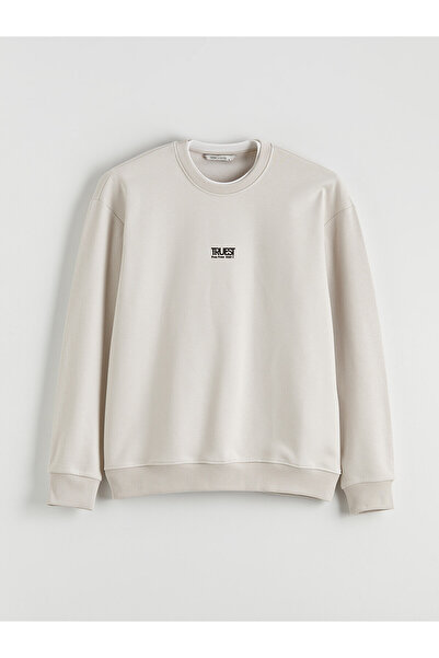 LC Waikiki Özmarka New Season Crew Neck Printed Men's Thick Sweatshirt