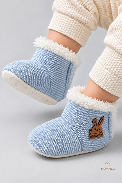 BABYDEN'S İlk Adım Bebek Panduf Kaydırmaz Tabanlı Polar Astarlı Tavşan Armalı...