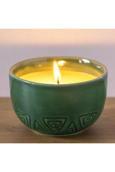 OEM Lumanare Citronela in Ghiveci Ceramic Verde Model Relief 500g