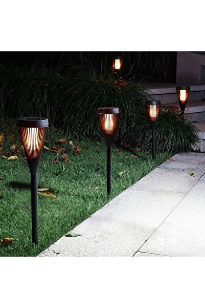 OEM Lampa Solara Lumanare LED din Plastic Neagra cu Efect de Flacara 35.5cm