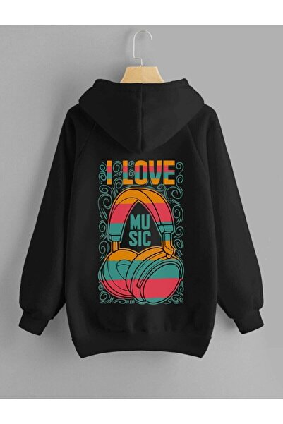 VAN VLECK Men's Black Hooded Back Printed Sweatshirt Autumn Winter Season