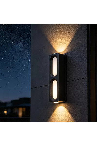 Generic Brand أبليك جداري خارجي مستطيل أسود LED 7 واط إضاءة صفراء HU9731SQ/7W...