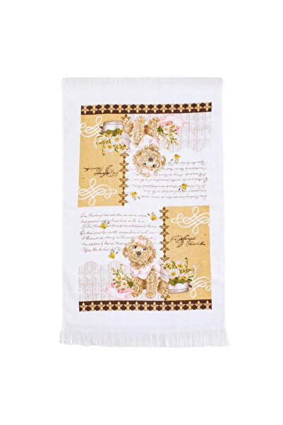 OEM White Cotton Kitchen Towel with Dog Pattern 60x35cm