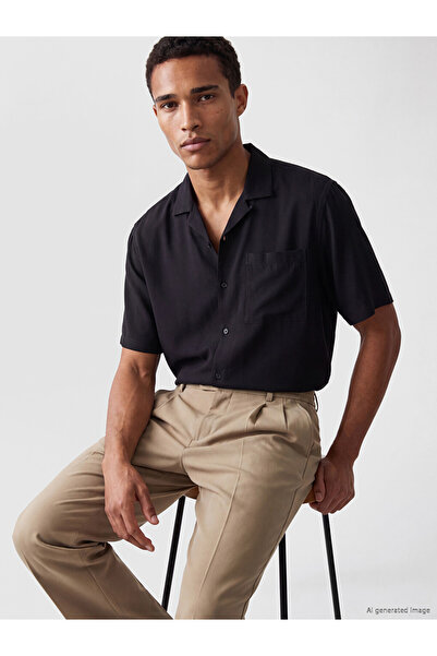 LC Waikiki Özmarka New Season Black Regular Fit Men's Shirt