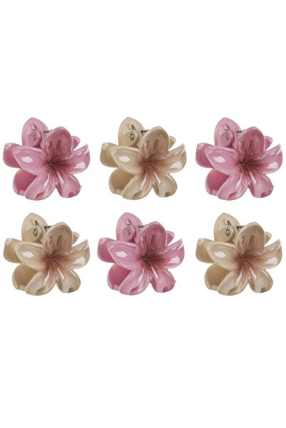 OEM Shiny Flower Hair Clips Nude & Pink 3cm - 6pcs