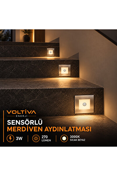 AC AYDINLATMA Sensörlü Merdiven Spot Aydınlatma 3W 270 Lümen 3000K