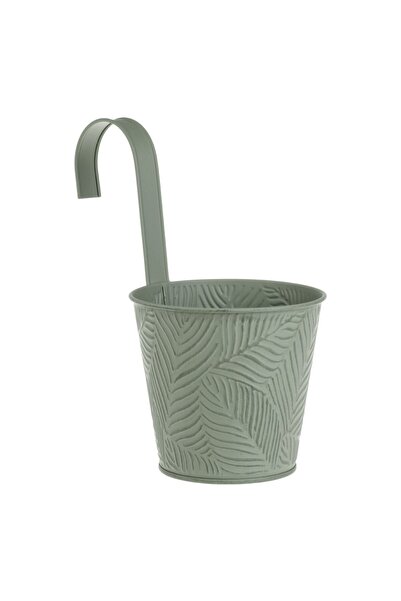 OEM Masca Ghiveci Galeata Metalica Verde Brushed Model Frunze Ø15.5x26.5cm - ...