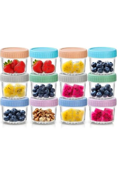 GENERAL Glass Food Storage Containers with Lids, 12 Pack 120ml Small Glass Ja...