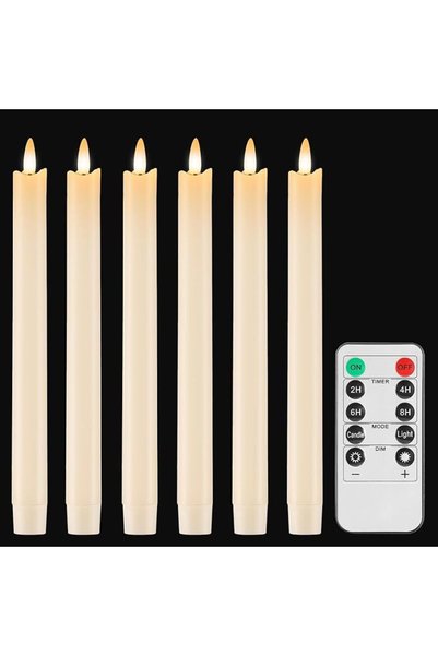 Aputue شموع LED بيضاء بدون لهب، بلهب ثلاثي الأبعاد واقعي مع فتيل، شموع LED بط...