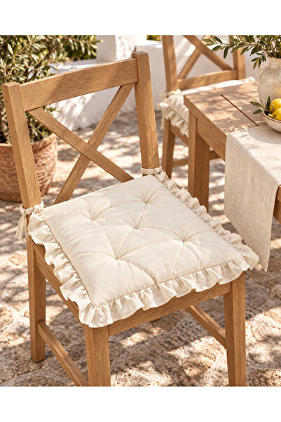 Lethe Design Bağlamalı Kapitone Sandalye Minderi – 7 cm Dolgun Boncuk Elyaflı...