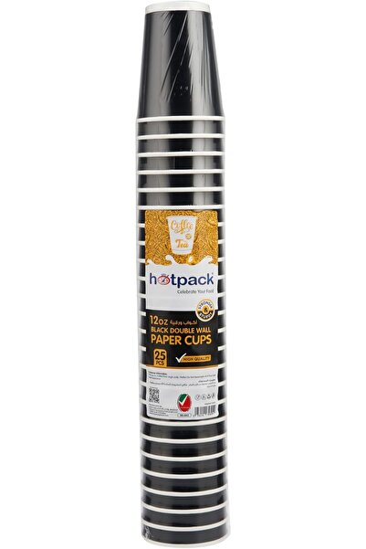 Hotpack 12 oz 25 Count Kraft Ripple Insulated Paper Cups, Disposable Large Co...