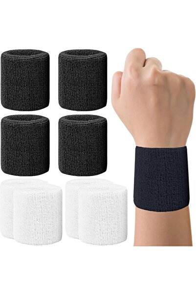 GENERAL 8 Pack Wrist Sweatbands Tennis Wrist Bands Absorbent Sweat Band for M...