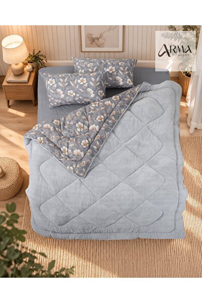 Arma Concept Cosmos Bloom Peluş Yorgan Takımı ! Çift Kişilik Manolya Desen De...