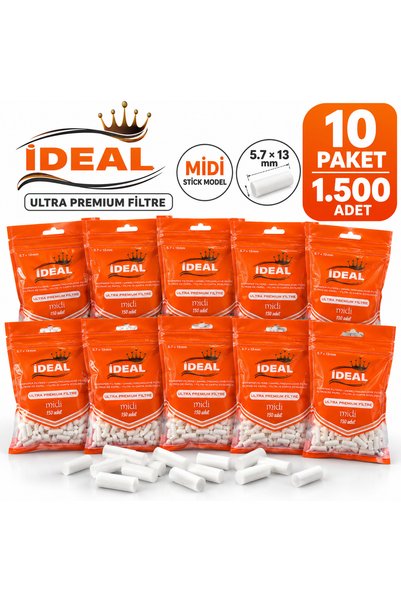 İdeal Ultra Premium Stick Midi Filtre 5.7x13 mm 10 Paket 1500 Adet