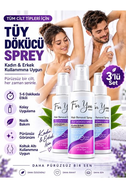 For You Gold Tüy Dökücü Sprey 3 X 100 ml | Kadın & Erkek Unisex | 4-9 Dakikad...