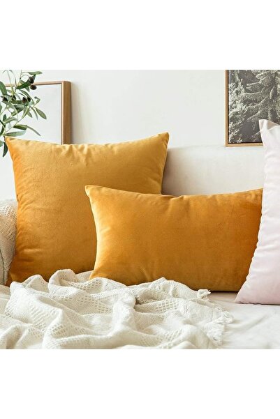 SWIUKPHE Luxury Set of 2 Gold Washable Velvet Pillow Covers, Soft Decorative ...