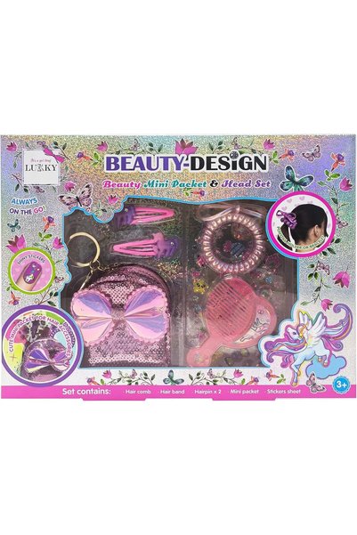 Lukky Beauty Design Mini Packet and Head Set for Girls Includes Hair Comb, He...