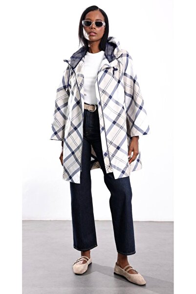 LUMI Ekose Desen Oversize Yağmurluk&Trençkot