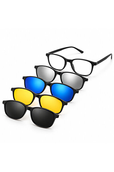 FIVIONT Magnetic Clip on Eyeglasses Frame with 4 Different Sun Clip Polarized...