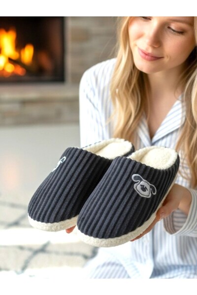 MARKABONİ Women's Orthopedic House Slippers with Wool Inside, Silent Soft Sole Winter Slippers