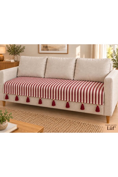 lüf Çizgili Koltuk Örtüsü 100x230 cm | Koltuk Şalı | Koltuk Koruyucu | Dekora...
