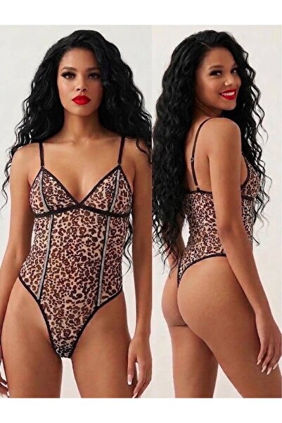 Cherry Cherry Butik Leopar Taşlı body suit