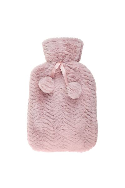 OEM Husa Roz din Blana Artificiala cu Model Reliefat Zigzag Pompon pentru Sti...